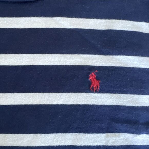 Polo Ralph Lauren Stripe Sweatshirt Youth S 8 Blue White Crew Neck Long sleeves - Picture 2 of 4